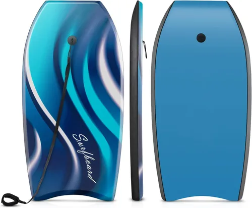 Vista 12 de Goplus Tabla de cuerpo ligera de 41/37/33 pulgadas para playa, tabla de surf con núcleo EPS, cubierta XPE, parte inferior lisa de HDPE, correa