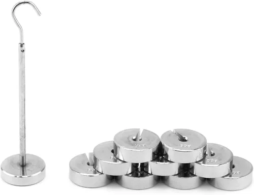 Vista 3 de QWORK Slotted Weight Set, 9 Pcs Slotted Mass Set with Hangers - 9 Weights (50g) - 500g