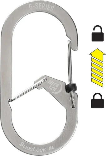 Vista 2 de Nite IZE G-Series SlideLock #4 Mosquetón de doble cámara, llavero de mosquetón de doble seguridad