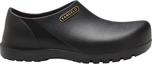 Vista 4 de VANGELO Zuecos profesionales antideslizantes para mujer, zapatos de trabajo, zapatos de enfermera, zapatos de chef, negro, blanco, lima, multicolor