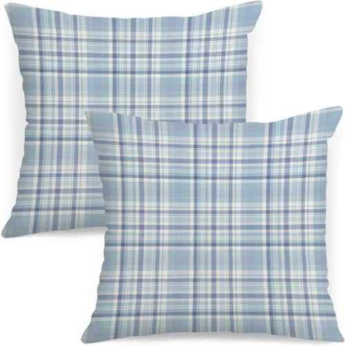 Vista 12 de AOFANGGO - Juego de 2 fundas de almohada de otoño decorativas de 16x16 pulgadas. Fundas de almohada de cuadros naranja y gris, cojines de lino
