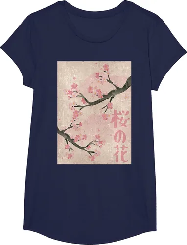 Vista 52 de Cherry Blossom Japanese Vintage Woodblock Japan Pink Sakura T-Shirt Asphalt Grey
