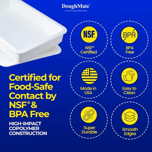 Vista 6 de DoughMate® 1 bandeja a prueba de masa de pizza con 1 tapa, capacidad para 6 bolas de masa, fácil de limpiar, duradera, certificado NSF®, fabricado