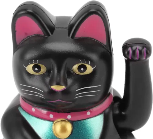 Vista 8 de Gato de la fortuna de la suerte Maneki Neko de 4 pulgadas, decoración de gato de la suerte que agita a mano para el hogar, adorno de escritorio