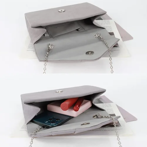 Vista 6 de Bolso de noche de terciopelo plisado para mujer, bolso de hombro con cadena elegante