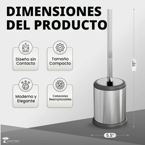 Vista 8 de ToiletTree Products Escobilla de inodoro con tapa, elegante cepillo y soporte para inodoro, juego de cepillos para inodoro con base pesada, cepillo