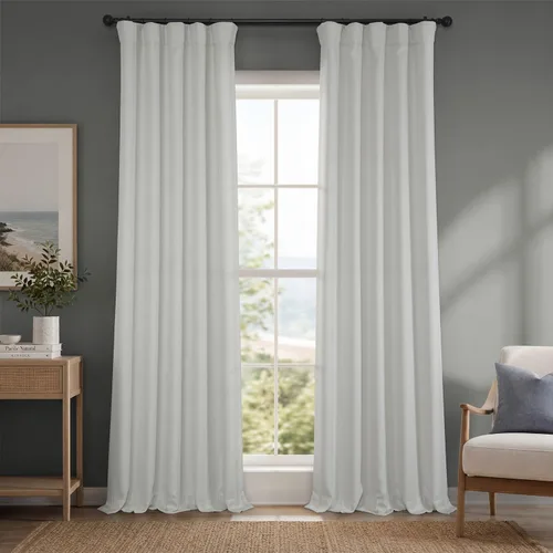 Vista 75 de HPD Half Price Drapes - Cortinas de lino sintético para sala de estar (2 paneles) - 50 pulgadas de ancho x 96 pulgadas de largo - Cortinas