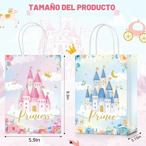 Vista 2 de Sepamoon - Paquete de 12 bolsas de regalos de princesa con temática de princesa, bolsa de regalo