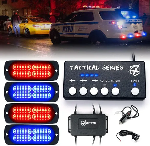 Vista 11 de Xprite Kit de 24 luces estroboscópicas LED ámbar de montaje en superficie con panel de control, conjuntos de luces de advertencia de emergencia