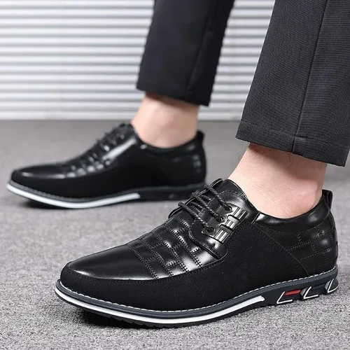 Vista 4 de Oxford Derby - Zapatos ortopédicos de cuero para hombre, zapatos casuales de moda, zapatos para caminar, negocios, oficina, mocasines cómodos