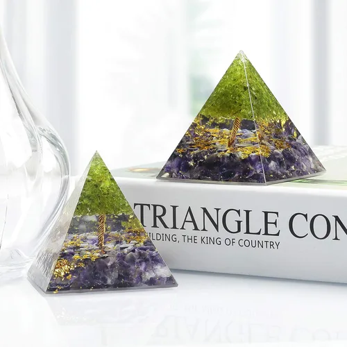 Vista 5 de Rockcloud Árbol de la Vida Pirámide de Orgón Amatista Cristal Generador de Energía Blanacing Chakra para Yoga Reiki Meditaion