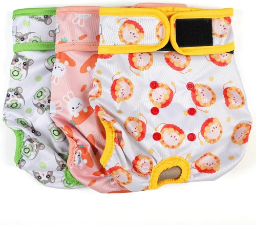 Vista 19 de Pañales para perras hembra, pañales reutilizables para perritos en celo, altamente absorbentes para la incontinencia de mascotas, con broches