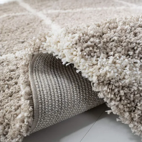 Vista 5 de SAFAVIEH Hudson Shag Collection - Alfombra decorativa de 2 x 3 pies, color beige y marfil, diseño moderno de enrejado, no desprende pelusa
