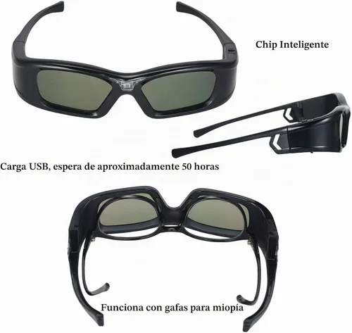Vista 7 de Gafas 3D, GL410 Gafas 3D para proyector Full HD Active DLP Link para Optama Acer ViewSonic Sharp Dell DLP Link proyectores