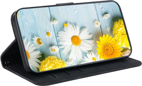 Vista 3 de Compatible con Tecno Spark Go 1 4G Flip Kickstand Cover Compatible con Tecno Pop 9 Pro Card Slot Wallet Case Funda Negro