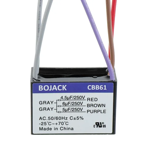 Vista 8 de BOJACK CBB61 4uF+5uF+6uF 250V AC Ventilador de techo Condensador de arranque para compatible con Harbor Breeze & New Tech 5 Wire