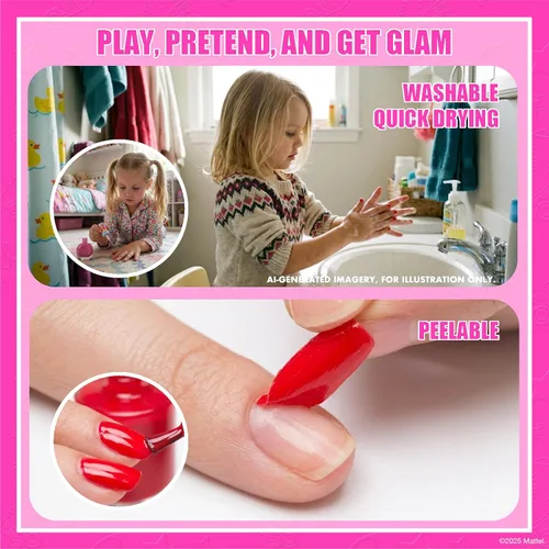 Vista 4 de Barbie - Juego de maquillaje con brillo de labios y esmalte de uñas, 11 piezas, a partir de 3 años