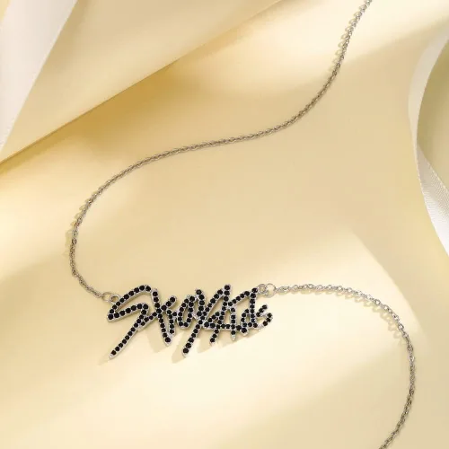 Vista 4 de YANENG KPOP - Collar para niños con colgante de cristal chapado en oro blanco, joyería para fanáticos de la permanencia, regalos para mujeres, niñas