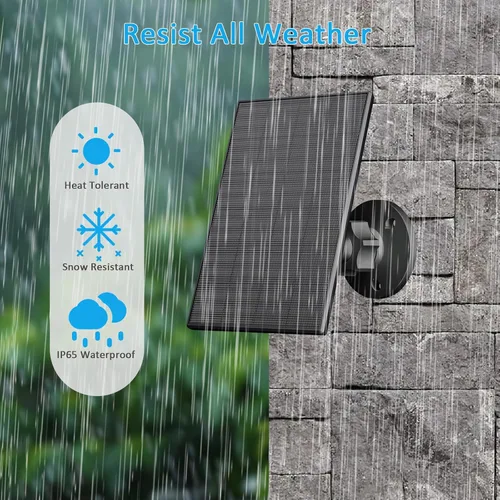 Vista 4 de Panel solar de 2 W para cámara de seguridad al aire libre, cargador USB/USB-C con IP65 impermeable, montaje ajustable de 360° y cable de 7.2 pies