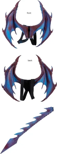 Vista 2 de Himine Alas de dragón Props Cosplay Wing con cola