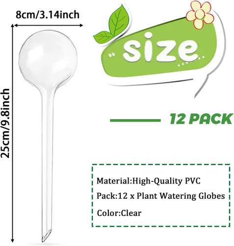 Vista 2 de Gddochn 12 piezas, globos de riego transparentes para plantas, bombillas de riego automático de plástico para jardín, globos de riego automático