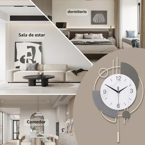 Vista 5 de Dankeit Reloj de pared decorativo de cuarzo silencioso con péndulo, grande para sala de estar, cocina, baño, dormitorio, 13 x 21.65 pulgadas (beige)