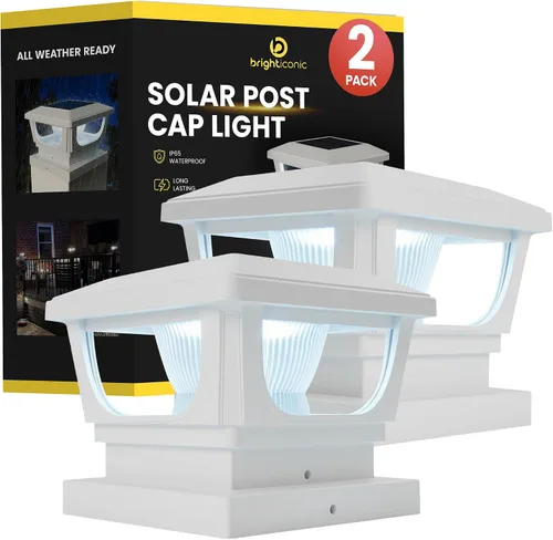 Vista 9 de Brighticonic Luces solares para tapa de poste para exteriores de 4 x 4, 3 x 3 – Luces de poste de encendido/apagado automático alimentadas por