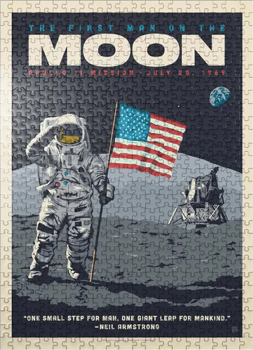 Vista 8 de MyPuzzle NASA 1969: First Man On The Moon - Póster vintage - Rompecabezas de 100 piezas prémium para adultos