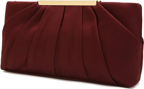 Vista 8 de Bolso de mano elegante de noche CHARMING TAILOR con plisados de satén, bolso formal sencillo y elegante para mujer Negro