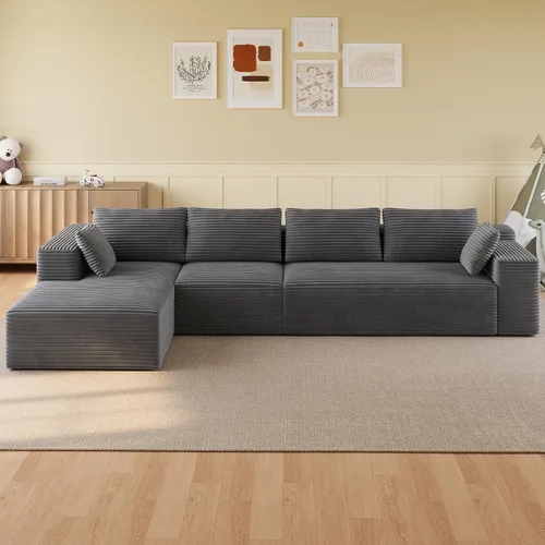 Vista 2 de Sofá seccional modular de 135" Sofá moderno de nube con diván en forma de L Gris
