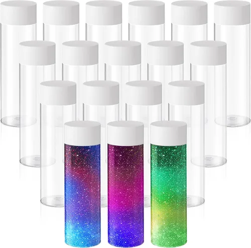 Vista 10 de Tanlade - 24 piezas de botellas de plástico transparentes vacías, botellas sensoriales con tapas, de plástico PET, reutilizables, a prueba de fugas