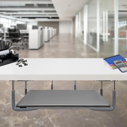 Vista 6 de TidyFriend - Soporte de goma para laptop debajo del escritorio, 3 estantes en 1 juegos, soporte para laptop debajo del escritorio, organizador