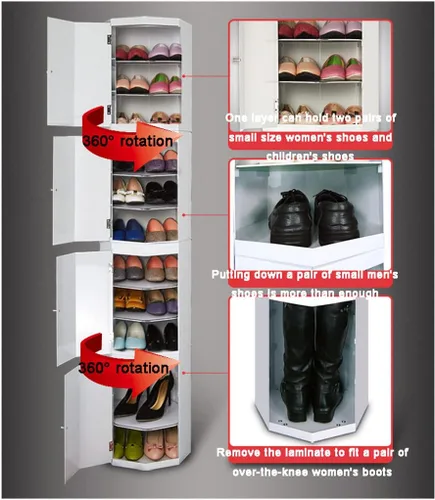 Vista 6 de TISTIK Zapatero - Zapatero giratorio redondo moderno y creativo Lazy Susan - Armario giratorio para zapatos, diámetro de 16.9 in, 141.7 in