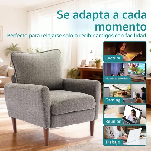 Vista 4 de OLIXIS Cómoda silla decorativa para sala de estar, dormitorio y sala
