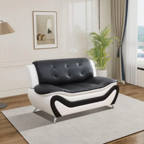 Vista 7 de Juego de sofá de cuero para sala de estar, juego de muebles de sala de estar de 3 piezas, juego de sofá moderno con sofá de 3 plazas, sofá biplaza