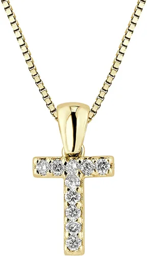 Vista 23 de Collar colgante con letra inicial de diamantes en oro amarillo de 14k (1/10 quilates) 18 pulgadas