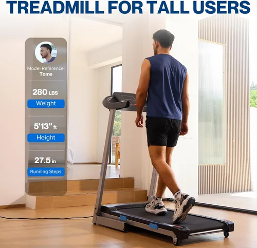 Vista 4 de Cintas de correr con inclinación automática para casa, correr en subida, grado comercial resistente, 4.0HP capacidad de peso de 400+lb, cintas