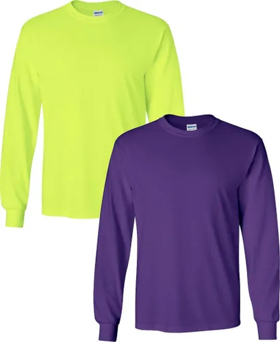Vista 72 de Gildan - Camiseta de algodón y de manga larga para hombre, modelo G2400 (1) verde irlandés + (1) negro