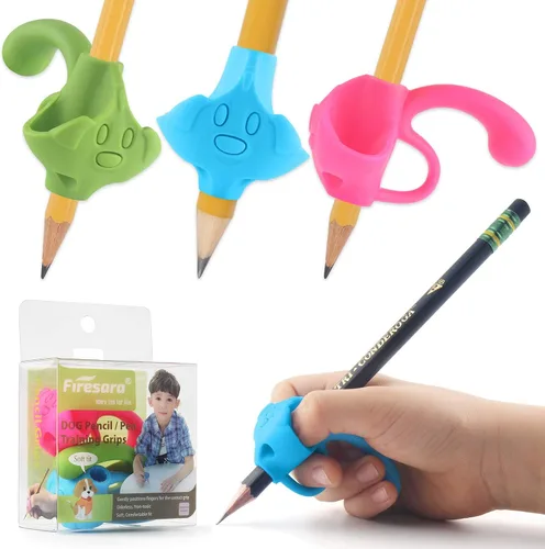 Vista 13 de Firesara - Empuñaduras de entrenamiento para lápiz, agarre de entrenamiento para niños, ergonómico, 5 dedos, juegos fijos para corrección de postura