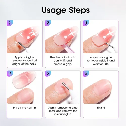 Vista 7 de Gellen Pinpoint - Removedor de pegamento de uñas para prensas, 0.68 onzas líquidas sin acetona, removedor de pegamento suave, removedor