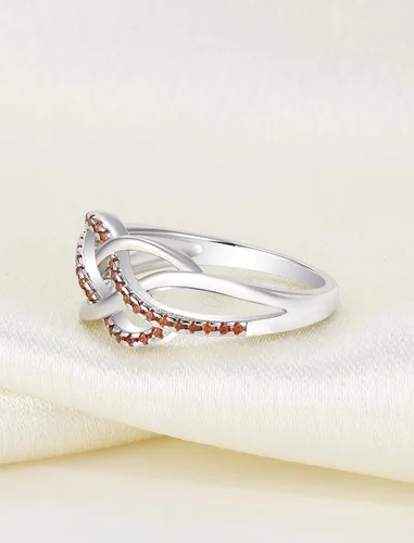 Vista 6 de YL Anillos de nudo celta de plata de ley 925, anillo de nudo torcido, piedra natal, joyería para mujer, talla 5 01-Granate-Enero