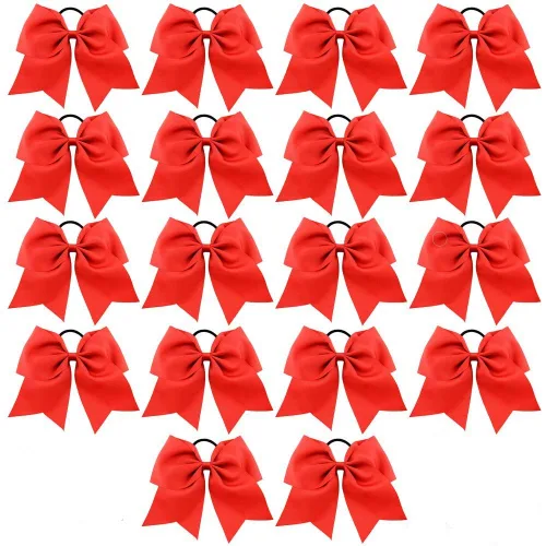 Vista 7 de 18 PCS 8" Large American Flag Cheer Hair Bows Ponytail Holder Elastic Band Handmade for Cheerleaders Teen Girls College Sports