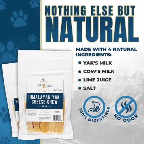 Vista 2 de Mika & Sammy's - Masticables de queso de yak para perros del Himalaya, totalmente naturales, ingredientes limitados para perros pequeños, medianos