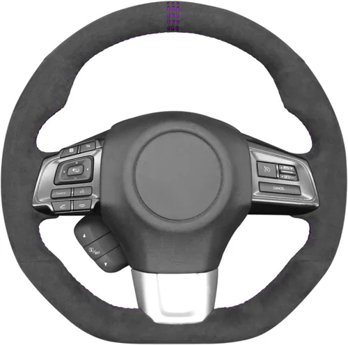 Vista 30 de MEWANT Funda de volante de automóvil transpirable cosida a mano para Subaru WRX 2015-2021 / WRX STI 2015-2021, accesorios para volante Subaru WRX