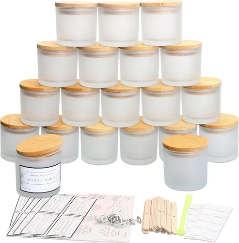 Vista 9 de MILIVIXAY Paquete de 20 tarros de vela de vidrio transparente de 4 onzas con tapas y kits de fabricación de velas, tarros pequeños vacíos a granel