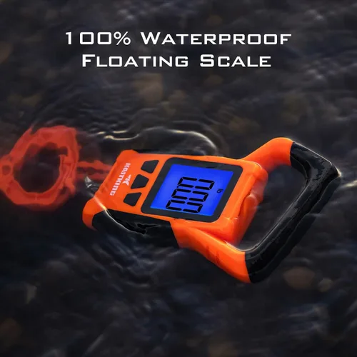 Vista 2 de KastKing Báscula de pescado, báscula digital flotante impermeable WideView, pantalla LCD grande de 2.5 pulgadas, capacidad de 110 libras, multimodo