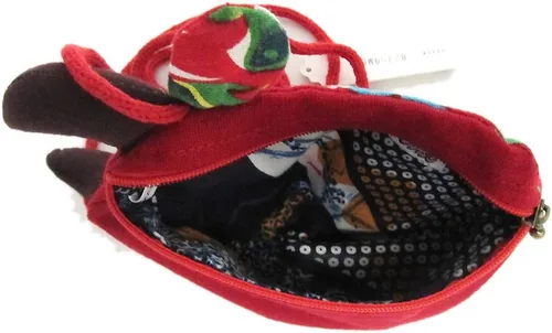 Vista 4 de Mini bolso de algodón con diseño floral de vaca, Rojo