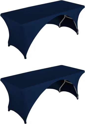 Vista 22 de LZY Paquete de 2 manteles ajustables para mesas plegables de 6 pies, espalda abierta, manteles rectangulares de elastano/elástico/elásticos