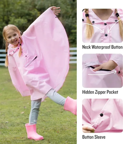 Vista 3 de Chaqueta ligera de poncho de lluvia para niños, impermeable, abrigo impermeable