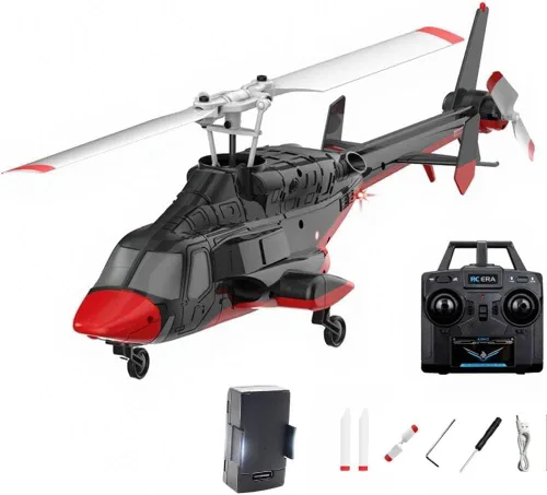 Vista 5 de Modelo de helicóptero RC, A61 escala 1/53 Air-Wolf 2.4G 4CH avión RC de un solo rotor con retención de altitud de flujo óptico